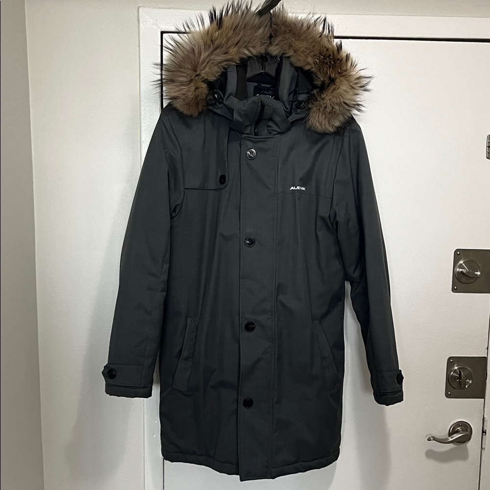 Men's Audvik grey Parka with detachable Fur Hood